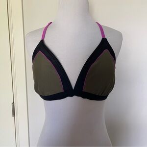 Prana Womens Bikini Top Swim sz Medium Olive Purple Black